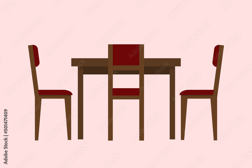 Kitchen chairs and table for dinner vector illustration Kitchen chairs and table for dinner vector illustration