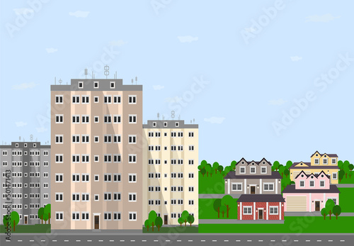 multi-storey panel apartment buildings in the city