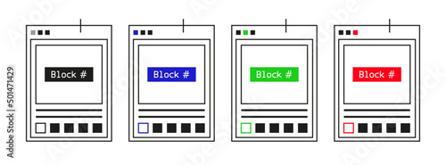 Blockchain decentralized network template design vector. Connect digital system unique document . Crypto currency smart contract protocol contain cryptography hash, transaction data.