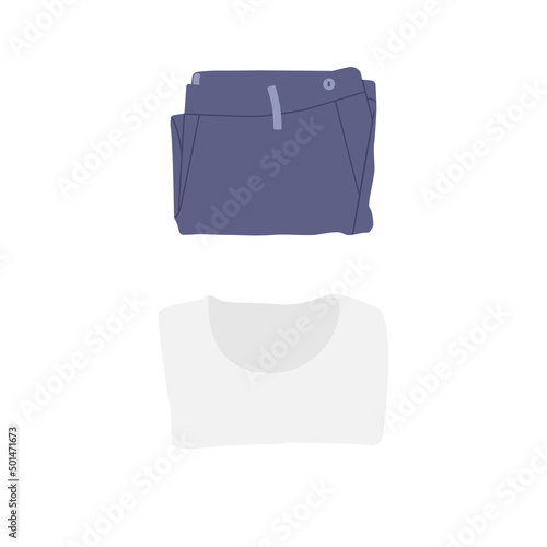 Folded Clothes Flat Illustration. Clean Icon Design Element on Isolated White Background