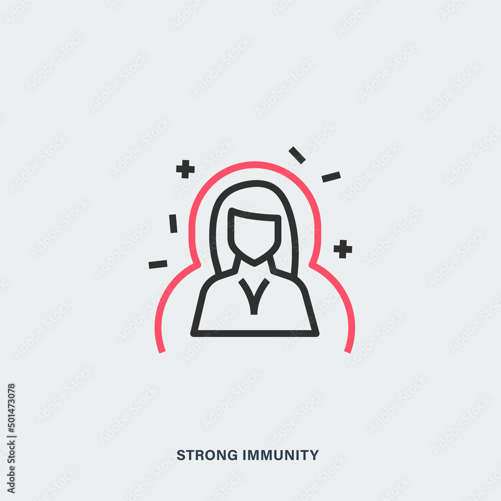 Strong immunity linear vector icon. Isolated outline human picture Strong immunity linear vector icon. Isolated outline human picture