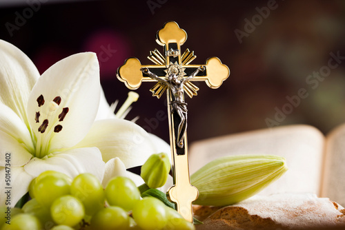 Holy Communion Bread  Wine for christianity religion