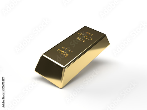 Fine Gold bar 1kg isolated on white background. 3D illustrtation photo