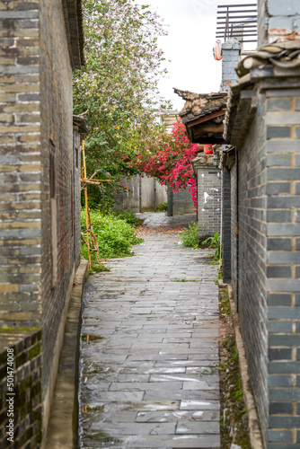 Landscape of buildings and paths in ancient Chinese villages