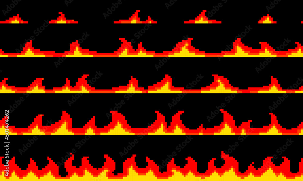 Seamless pixel art fire old school arcade game level design art or ...