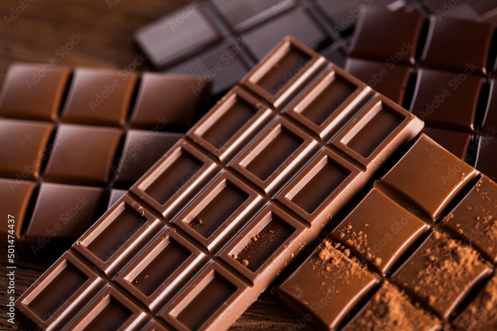 Bars Chocolate , candy sweet, dessert food on wooden background Bars Chocolate , candy sweet, dessert food on wooden background