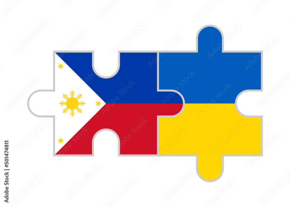 unity concept. puzzle pieces of philippines and ukraine flags. vector illustration isolated on white background unity concept. puzzle pieces of philippines and ukraine flags. vector illustration isolated on white background