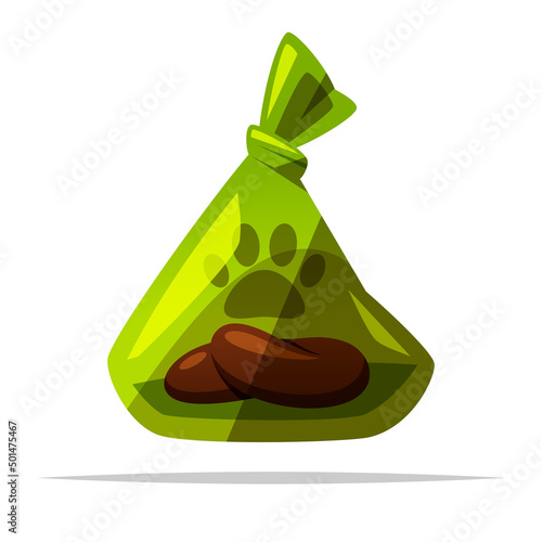 Dog poop in a plastic bag vector isolated illustration