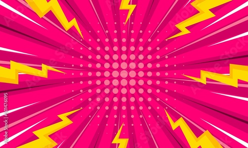 Blank comic cartoon pink background with thunder