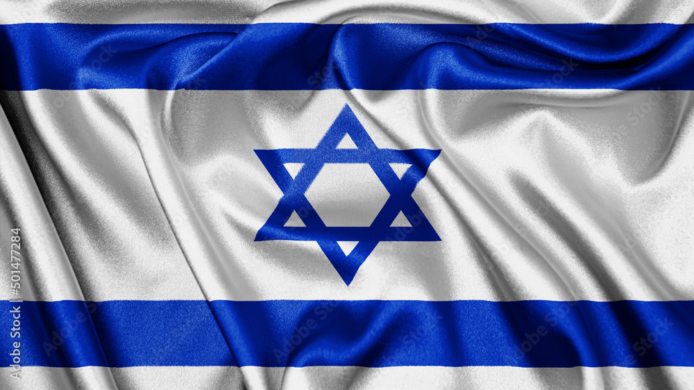 Close up realistic texture fabric textile silk satin flag of Israel waving fluttering background. National symbol of the country. 4th of May, Happy Day concept
Close up realistic texture fabric textile silk satin flag of Israel waving fluttering background. National symbol of the country. 4th of May, Happy Day concept