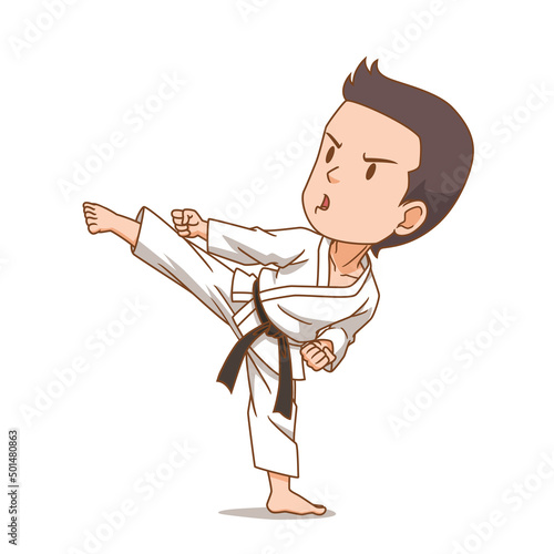 Cartoon character of karate boy.
