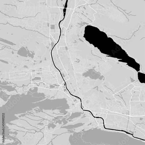 Urban city map of Tbilisi. Vector poster. Black grayscale street map.