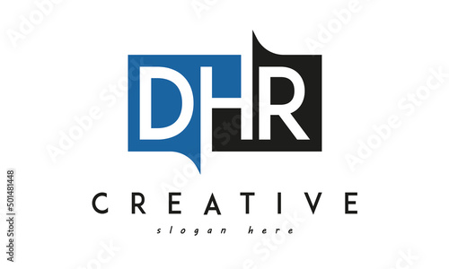 DHR Square Framed Letter Logo Design Vector with Black and Blue Colors © ABDULLAH