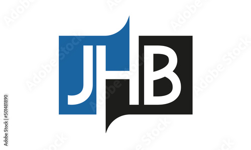 JHB Square Framed Letter Logo Design Vector with Black and Blue Colors photo