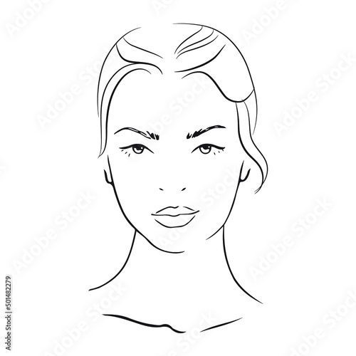 Beautiful female face with short haircut. Fashion vector illustration