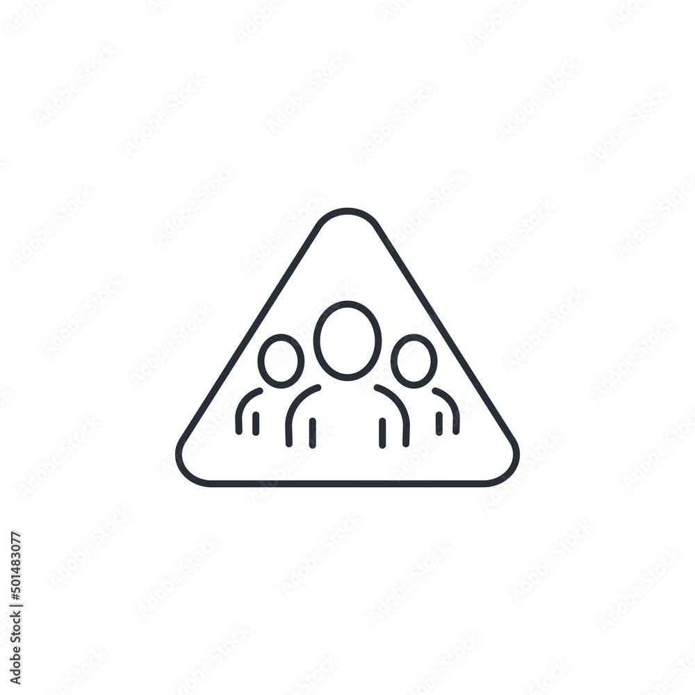 Attention for group sign. Vector linear icon isolated on white background. Attention for group sign. Vector linear icon isolated on white background.