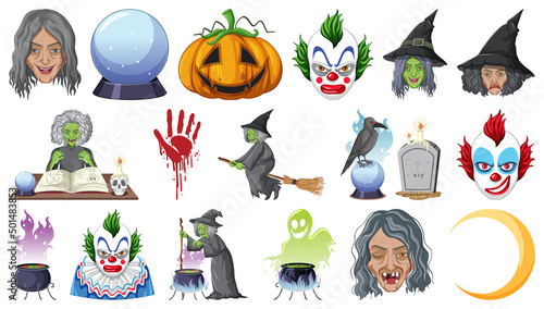 Halloween set with scary monsters