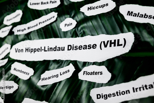 Von Hippel-Lindau disease symptoms on green leaf background photo