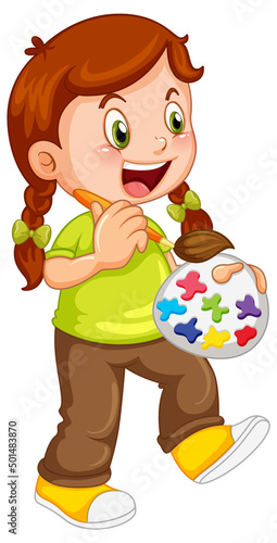 Little girl holding color palette