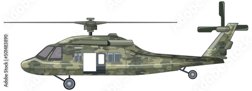 A military helicopter on white background