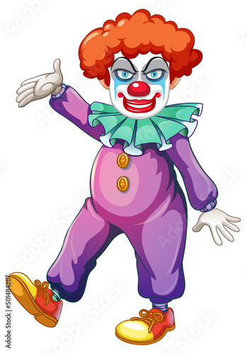 Cartoon clown in purple outfits