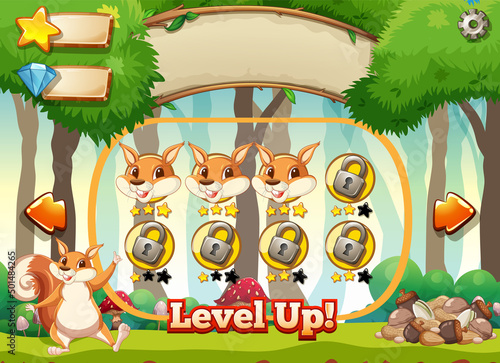 Game design with squirrels in forest background
