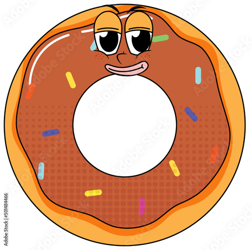 Donut cartoon character on white background