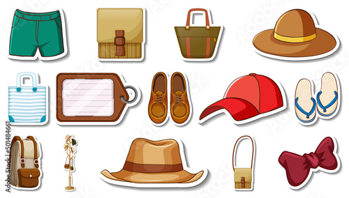 Sticker set of clothes and accessories