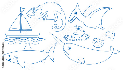 Doodle sketch design set