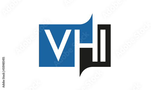 VHI Square Framed Letter Logo Design Vector with Black and Blue Colors photo