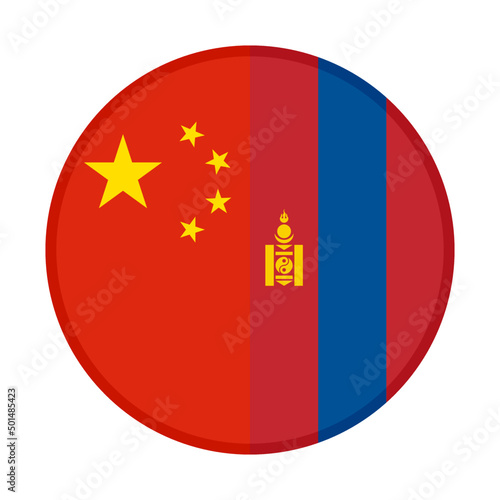 round icon of china and mongolia flags. vector illustration isolated on white background
