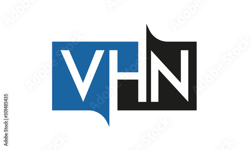 VHN Square Framed Letter Logo Design Vector with Black and Blue Colors