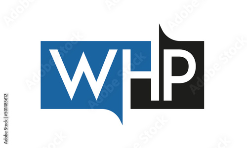 WHP Square Framed Letter Logo Design Vector with Black and Blue Colors photo