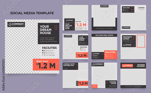 social media template banner real estate property and house sale promotion. fully editable instagram and facebook square post. sale poster