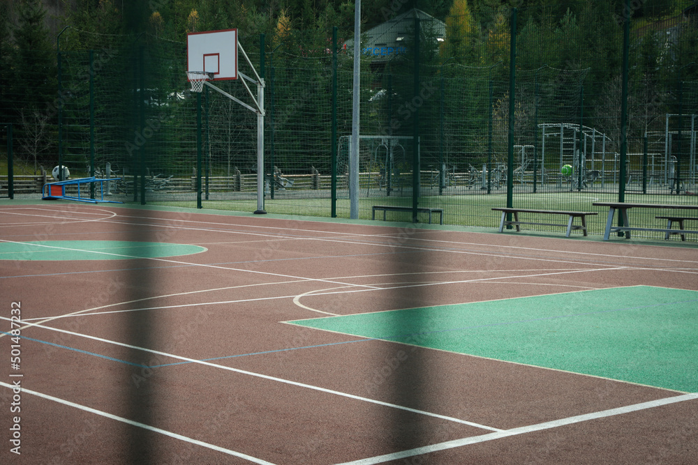 New modern basketball playground with modern markup