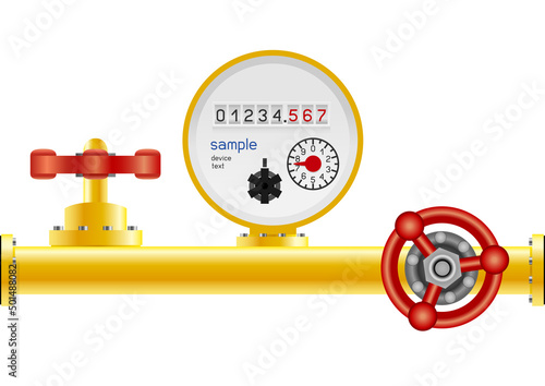 gas pipe and meter isolated on white