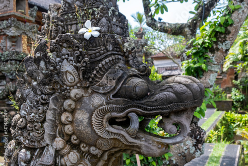 old statue of mithycal creature on bali  indonesia