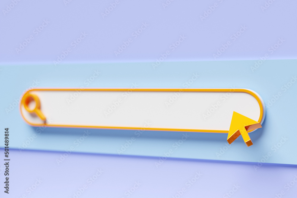 3d illustration search bar for ui. Layout design for apps and website. Search address icon and cursor on blue background 3d illustration search bar for ui. Layout design for apps and website. Search address icon and cursor on blue background