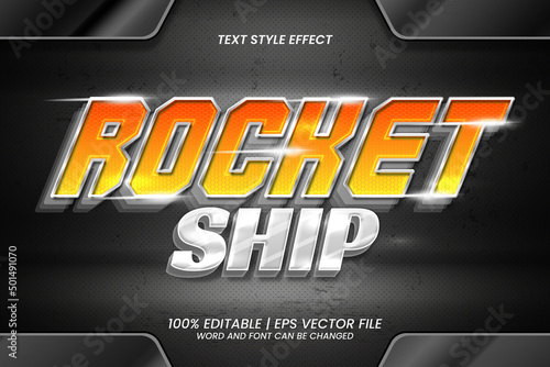 Rocket Ship Editable Text Effect 3D Game Style