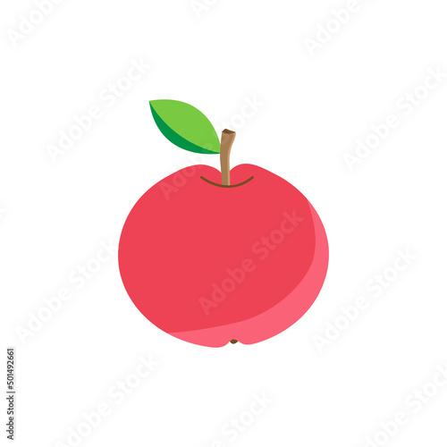 Flat design vector illustration of red apple
on white background