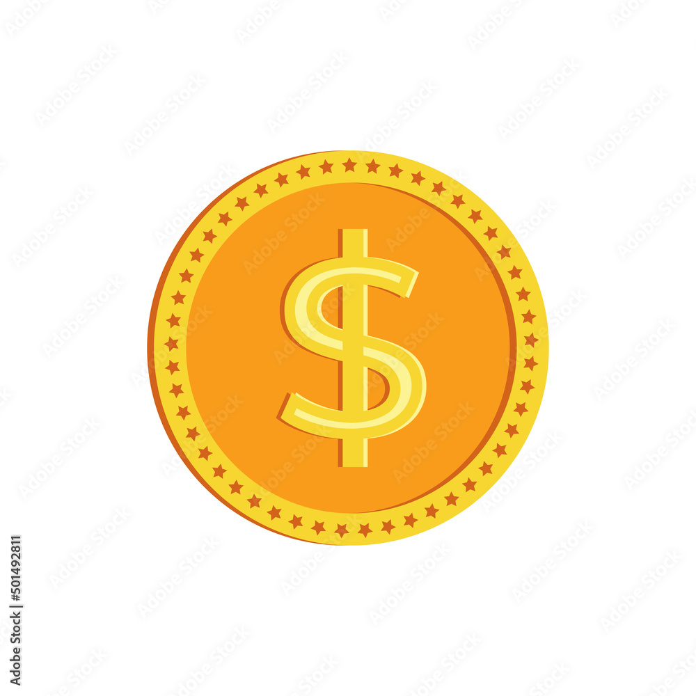 Golden dollar isolated coin icon Golden dollar isolated coin icon