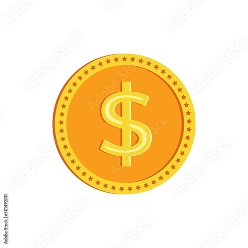 Golden dollar isolated coin icon