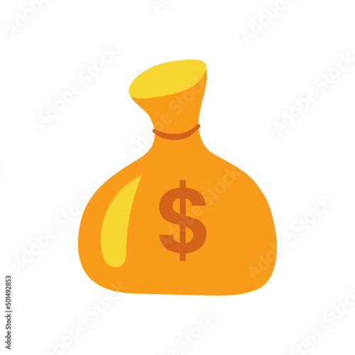 Golden dollar money bag icon