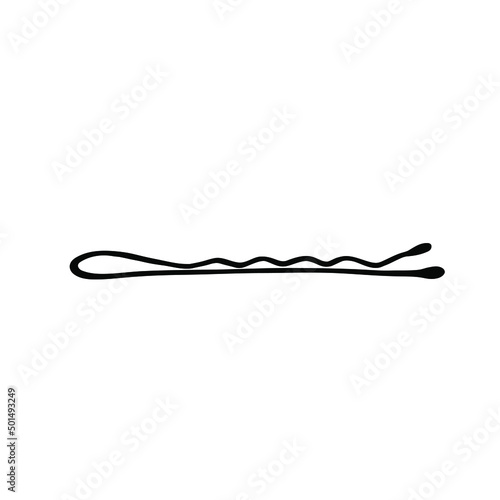 Bobby pin logo icon sign Barrette emblem Hand drawn Accessory hair decoration hairstyles Cartoon vintage design style  Fashion print clothes apparel greeting invitation card cover banner poster ad