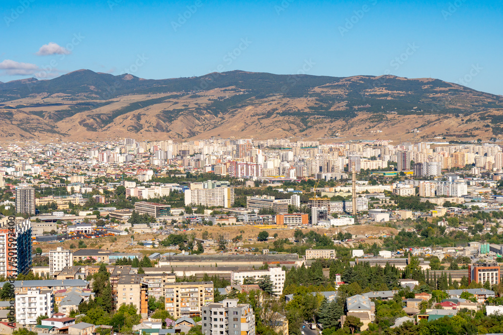 Residential area of Tbilisi, multi-storey buildings. Georgia