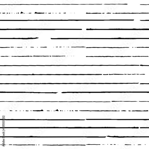 Abstract ink brush stroke seamless pattern with grunge effect on white background. Dirty texture stripes. Vector illustration