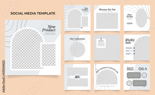 social media template banner beauty care cosmetic and spa sale promotion. fully editable instagram and facebook square post frame puzzle organic sale poster