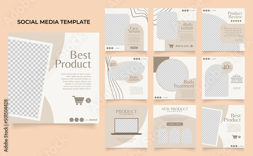 social media template banner beauty care cosmetic and spa sale promotion. fully editable instagram and facebook square post frame puzzle organic sale poster