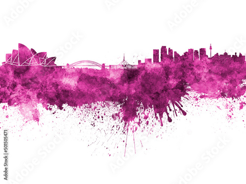 Photography Sydney skyline in watercolor-poster