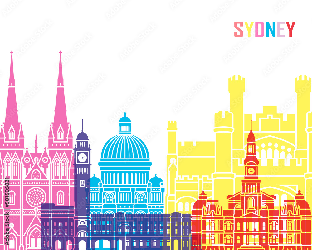Sydney skyline in watercolor-poster